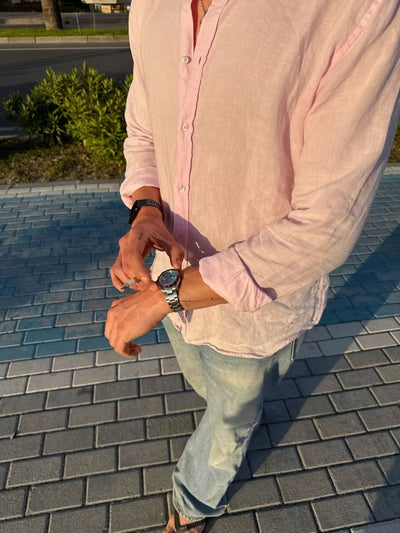 Rose Dust Old Money Edition Linen Shirt by Ningala's