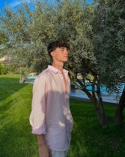 Rose Dust Old Money Edition Linen Shirt by Ningala's