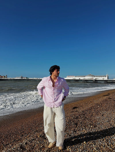 Rose Dust Old Money Edition Linen Shirt by Ningala's