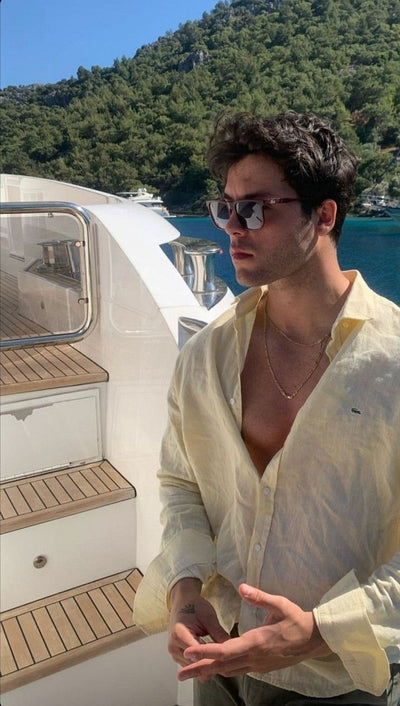 Courtyard Yellow Old Money Edition Linen Shirt by Ningala's