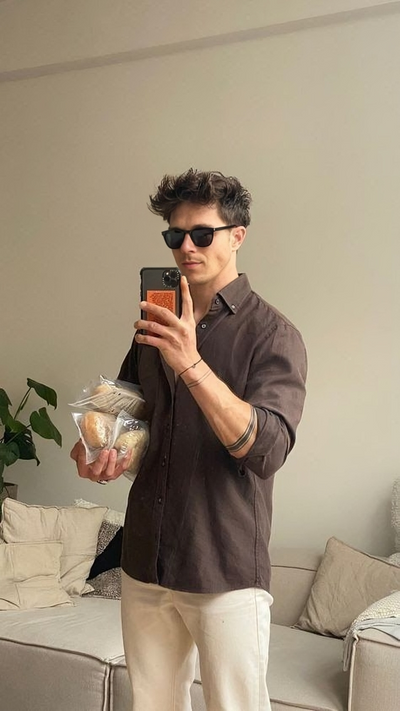 The Architect’s Brown Old Money Edition Linen Shirt by Ningala's